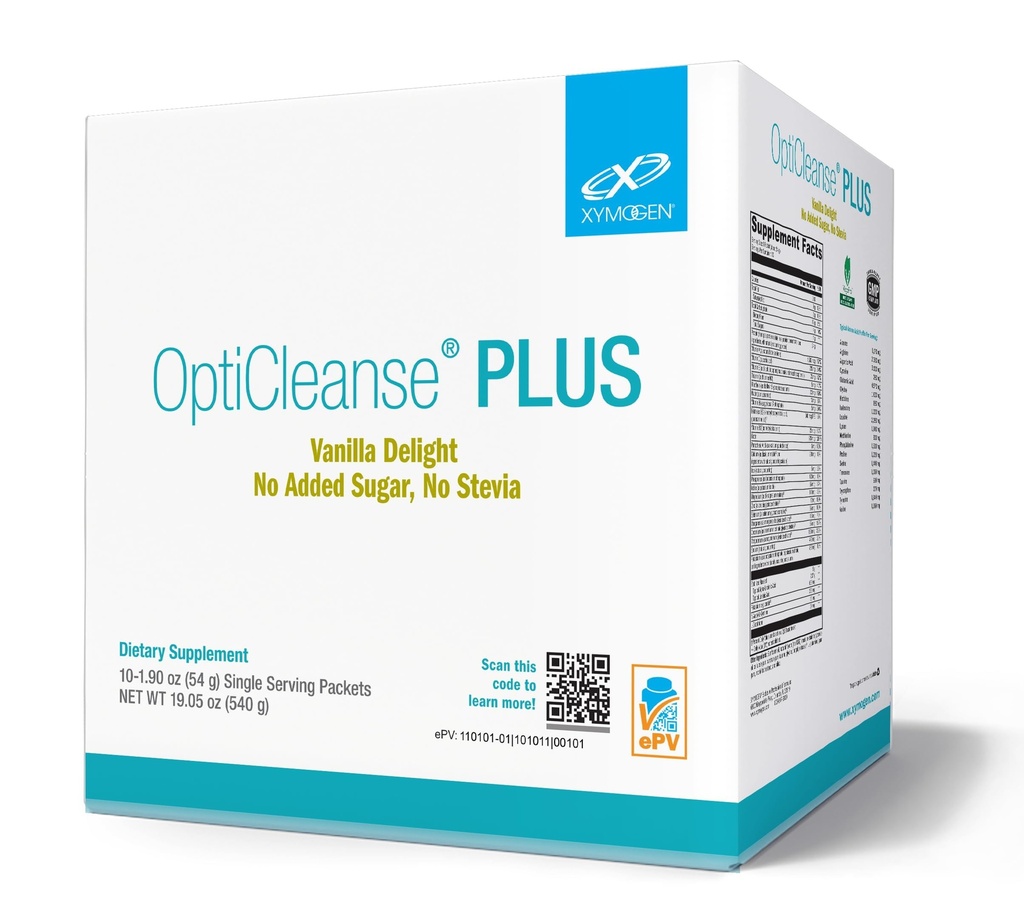 XYMOGEN OptiCleanse Plus - Vegan Protein Vitaminleri, Mineraller ve Amino Asitler Detox - Enerji, Liver Detox + Sağlıklı Hormon Metabolism Desteği - Vanilla Delight (10 Packets)