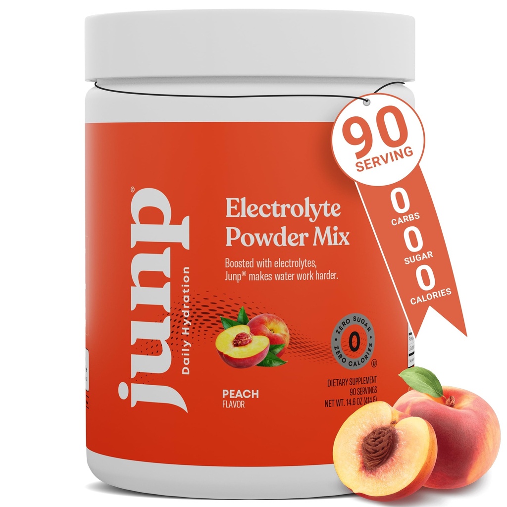 JUNP Electrolytes Toz No Sugar No Carbs, Orchard Fresh Juicy Peach Keto Electrolyte Drink Mix, Pyum & Salt Hydration Toz Elektrolytes Zero Calorie Sugar Free Electrolyte Toz, 90 Hizmetler