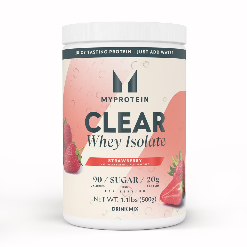 Protein Clear Whey Isolate protein Toz, 1.1 Lb (20 hizmet) Strawberry, 20g proteini hizmet başına, Doğal Flavored Drink Mix, Daily protein Intake for Superior Performance