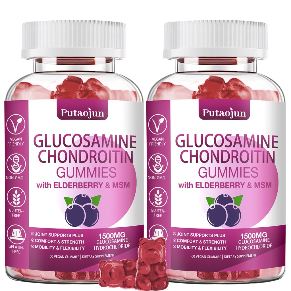 Glucosamine Chondroitin Supplements with MSM & Elderberry | Glucosamine Chondroitin Gummy for Yetişkinler & Women Men | Glucosamine chondroitin Gummies Ekstra Güçlü | Ortak Tamam | 2 Paket