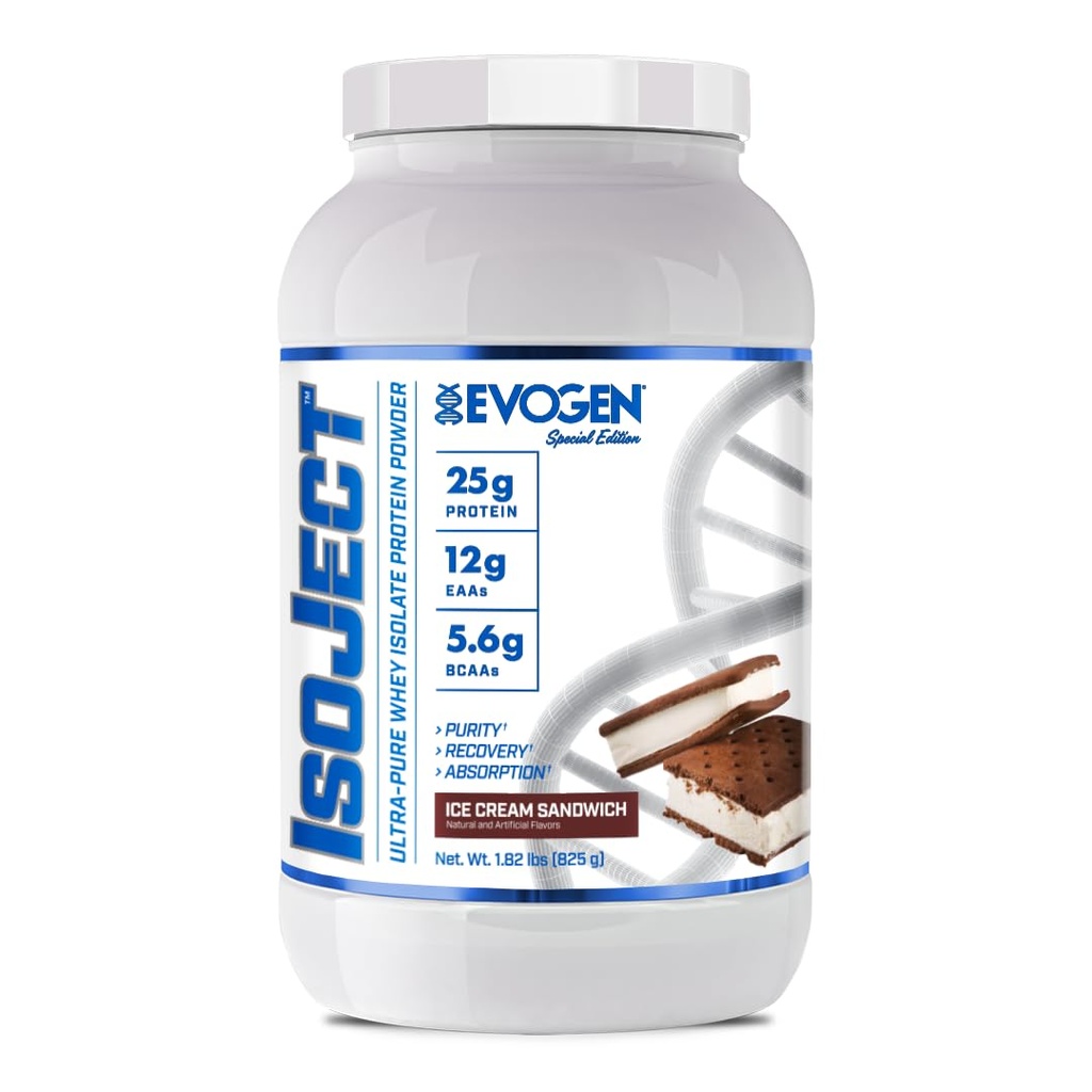 Evogen Isoject - Whey proteini | Ultra-Pure Whey Protein Toz Ignitor Enzymes, BCAAs ve EAAs | Gelişmiş Abhidrasyon & Recovery | Buz Kremı | 25 Servisler