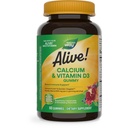 Nature's Way Alive! Chewable Calcium Gummies with Vitamin D3, Daily Supplement Supports Healthy Bones and Teeth, and Muscle Function*, Strawberry and Raspberry-Lemonade Flavored, 60 Gummies