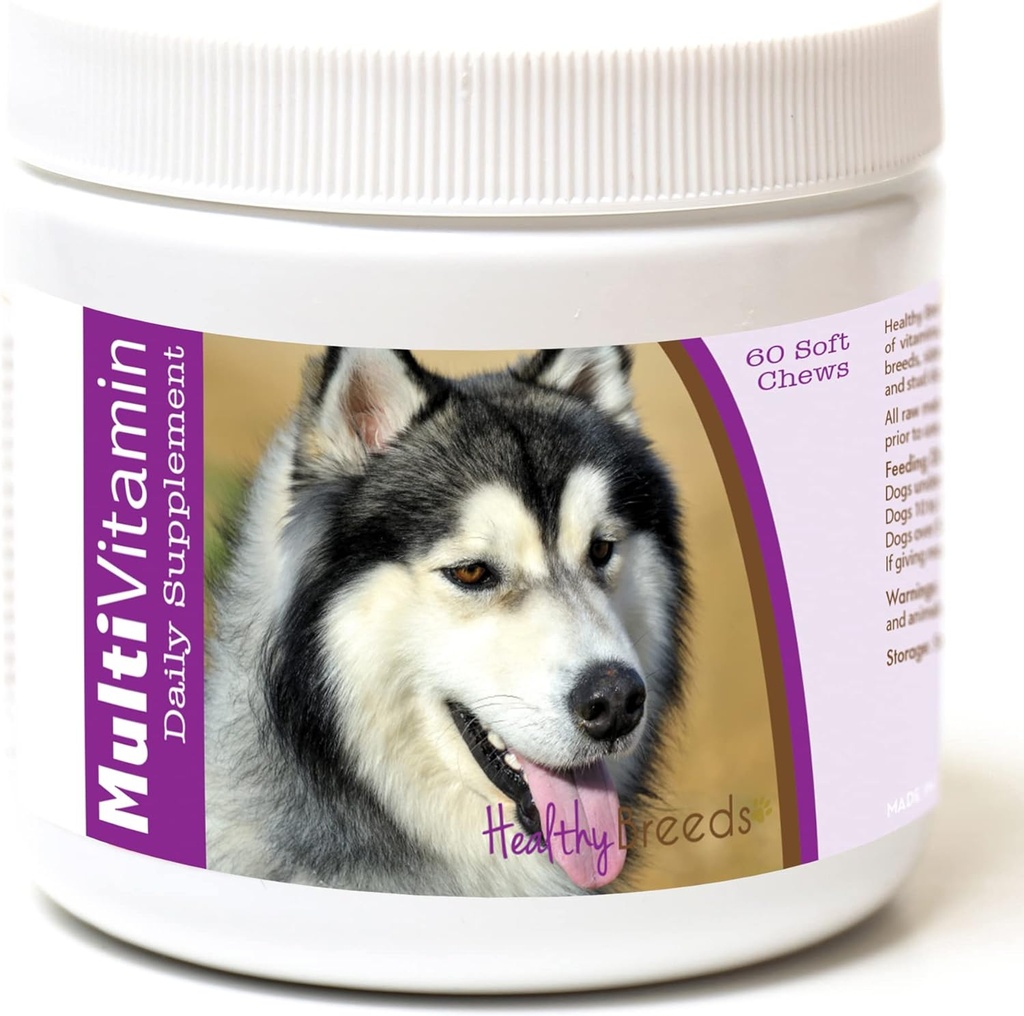 Köpekler için sağlıklı Breeds Sibirya Husky Multivitamin - Vet Önerilen Daily Supplement - Bacon Flavored - 60 Yumuşak Chews