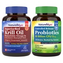 Krill Oil and Probiyotiks 50 Milyar Log, Profesyonel Not, Non-GMO, Heart, Joint, Gut Function & Immune Support