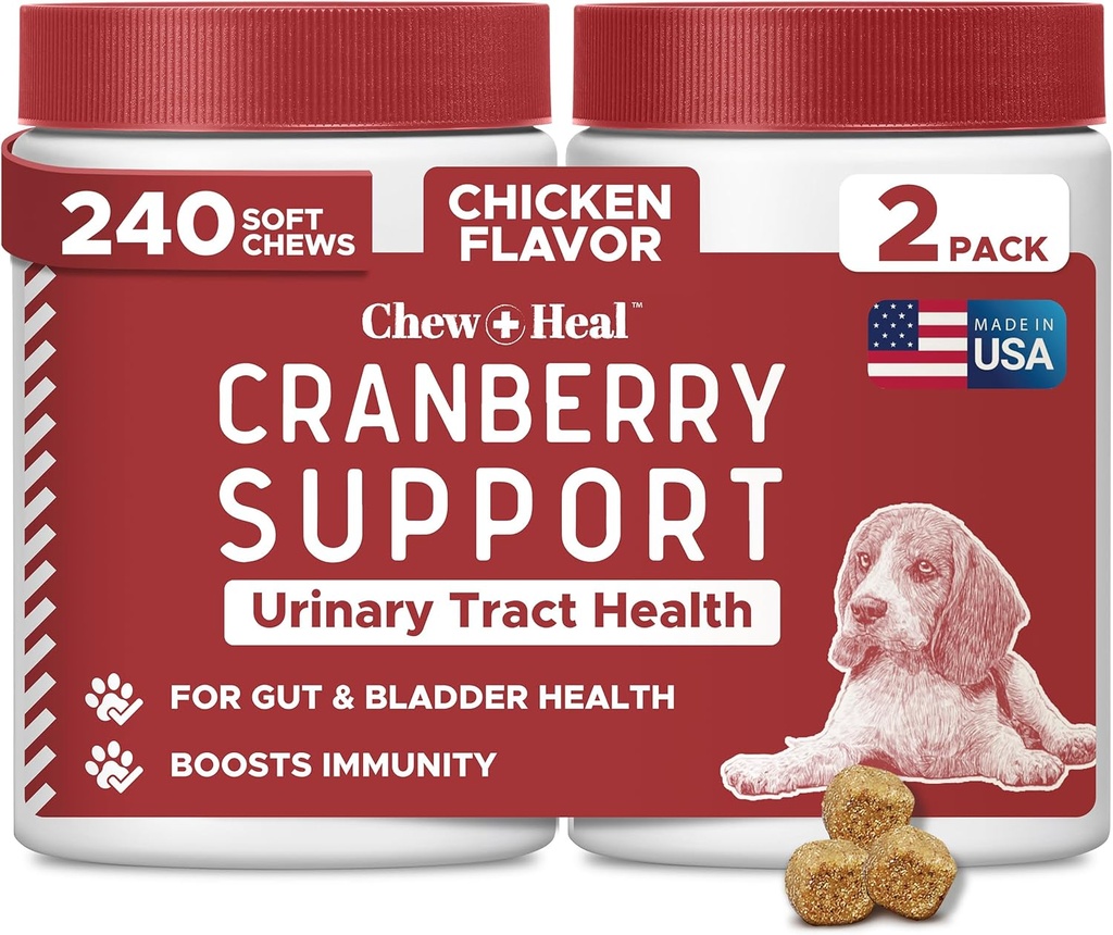 Dog UTI Treatment Cranberry Supplement for Dogs, 240 Soft Chews - Natural Urinary Tract Enfeksiyon Destek ve Sağlıklı Bladder Kontrolü - Echinacea ve Vitamin C (2120 Paketleri)