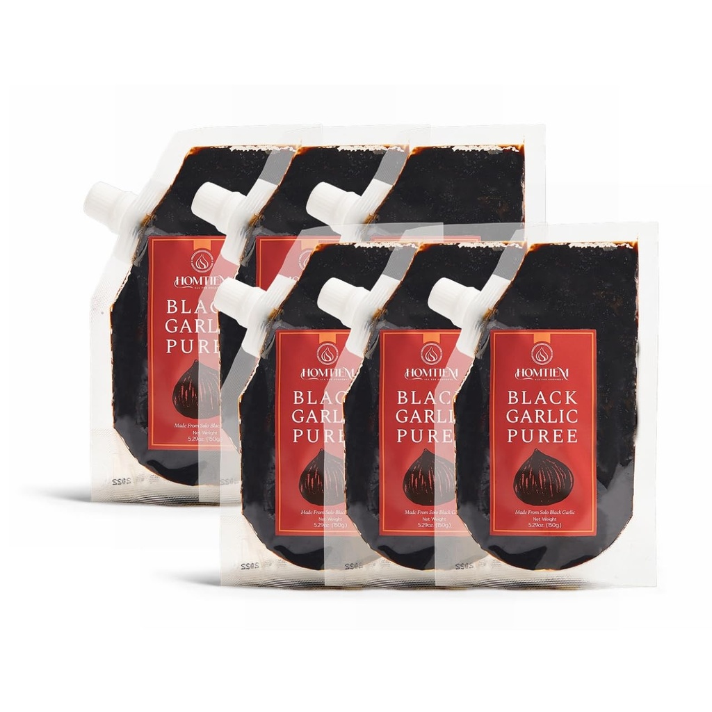 Homtiem Black. Puree 150g. (Made from 100% Solo Black Garlic), 90 gün boyunca Fermented, Non-GMO, Snacking and Cooking için yemek için hazır (6)