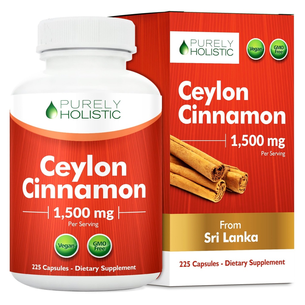 Safly Holistic Ceylon Cinnamon Capsules 1500 mg, 225 Vegan Cinnamon Capsules, 75 Day Supply (% 25 Daha fazla Hizmet)