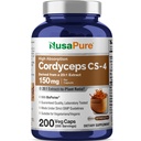 NusaPure Cordyceps 20:1 Ekstraksiyon, 150 mg 3000 mg 200 Veggie Capsules (Sinensis CS-4, Non-GMO, Vegan) Bioperine