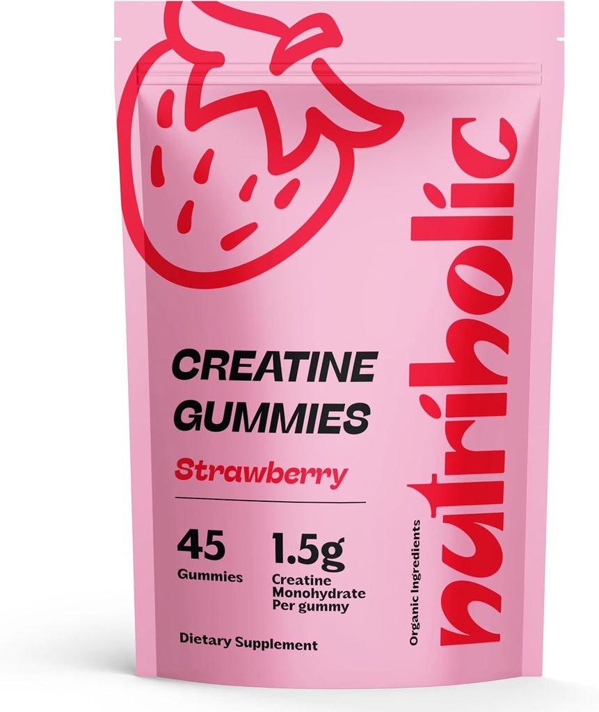 Erkekler ve Kadınlar için Kreval, Vegan, Gluten-Free, Non-GMO, Gluten-Free, Non-GMO, 1.5g of Tinatine per Gummy - 45ct (45 Count, Strawberry)