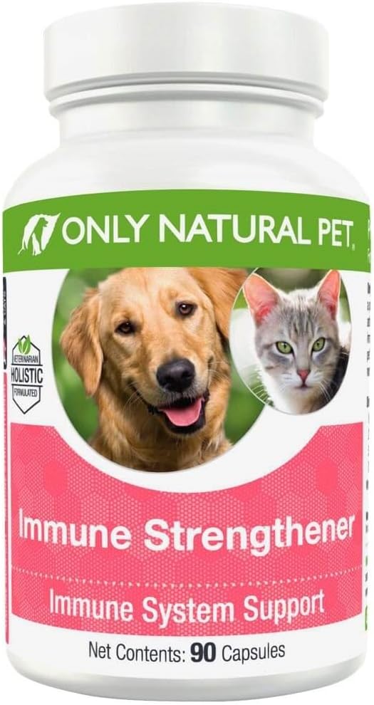 Sadece Doğal Pet Immune Sistem Köpekler için Güçlendirici Supplement - Sağlıklı Hücreleri, Digestive, & Liver Function - Multivitamin Beta-Glucan & Antioksi - 90 Capsules