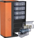 7-Day AM/PM Pill Organizer with Scratch-Resistant Leather Case - Portable Weekly Travel Medicine Box with Detachable Daily Pods & Privacy Design (Bright Orange)