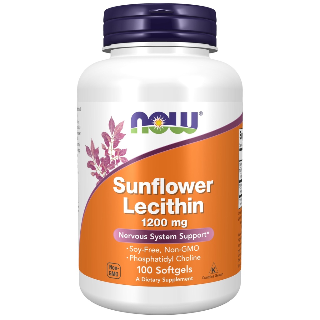 Now Foods Sunflower Lecithin Non GMO Soft-gels 1200mg 100-Count