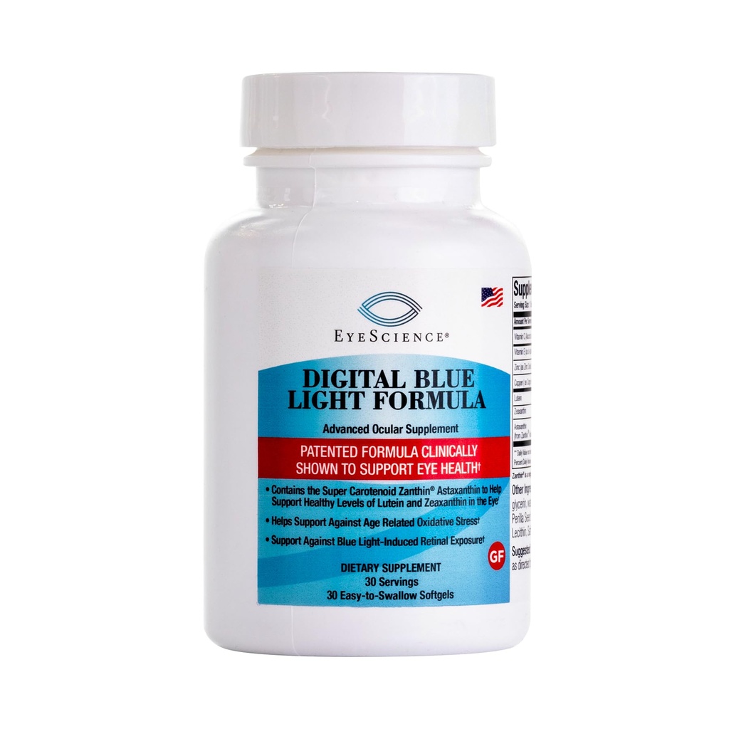 Eye Science Digital Blue Light Formula - Astaxanthin, Lutein & Zeaxanthin ile Göz Sağlığı Destek - Ekran Saati boyunca Rahatlama - Gluten-Free, 30 Softgels