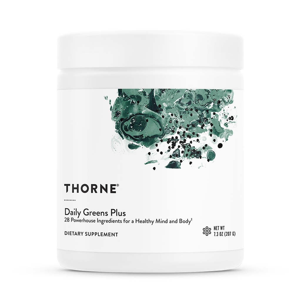 THORNE - Günlük Yeşiller Plus - Matcha, Spirulina, Moringa ve Adaptogen, Mushroom ve Anti plazyumlar - Yenileme, Mint Flavor 7.2 Oz - 30 Hizmetler
