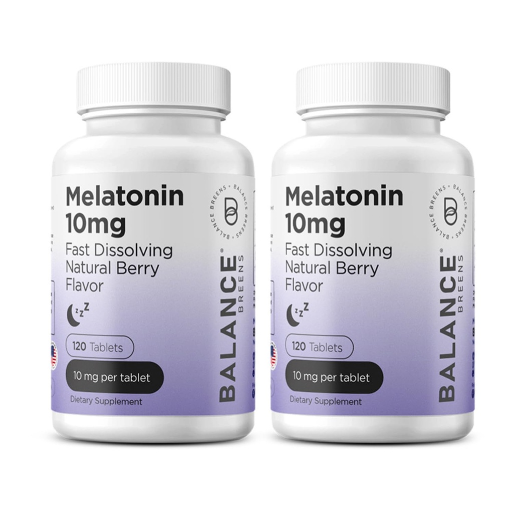 Dengeleyici Melatonin 10 mg Hızlı-Dissolve, 120 Tablet - Restful Nights için Doğal Uyku Yardımı, Rahatlama ve Tranqutitude için Ücretsiz Destek