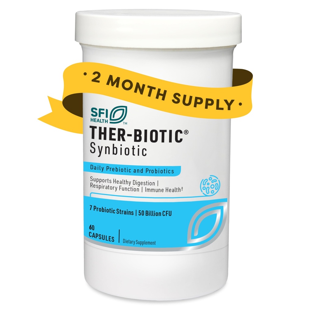SFI Health Klaire Labs Ther-Biotic Synbiyotik Prebiyotiks & Probiyotiks for Women & Men - Daily Probiyotik with Low FISOAP Prebiyotik - Gut, Immune, Respiratory & Digestive Health Support (60 Capsules)