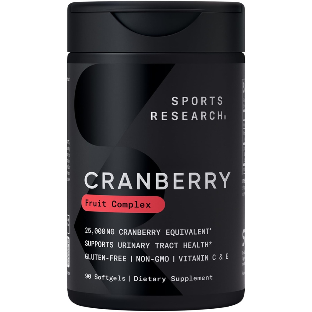 Spor Araştırmaları Cranberry Meyve Kompleksi Tamam - Urinary Tract Health Support - Five to 2.4 mg of Cranberries, Made with Pacran & Vitamins C & E - Non-GMO & Gluten Free - 90 Count