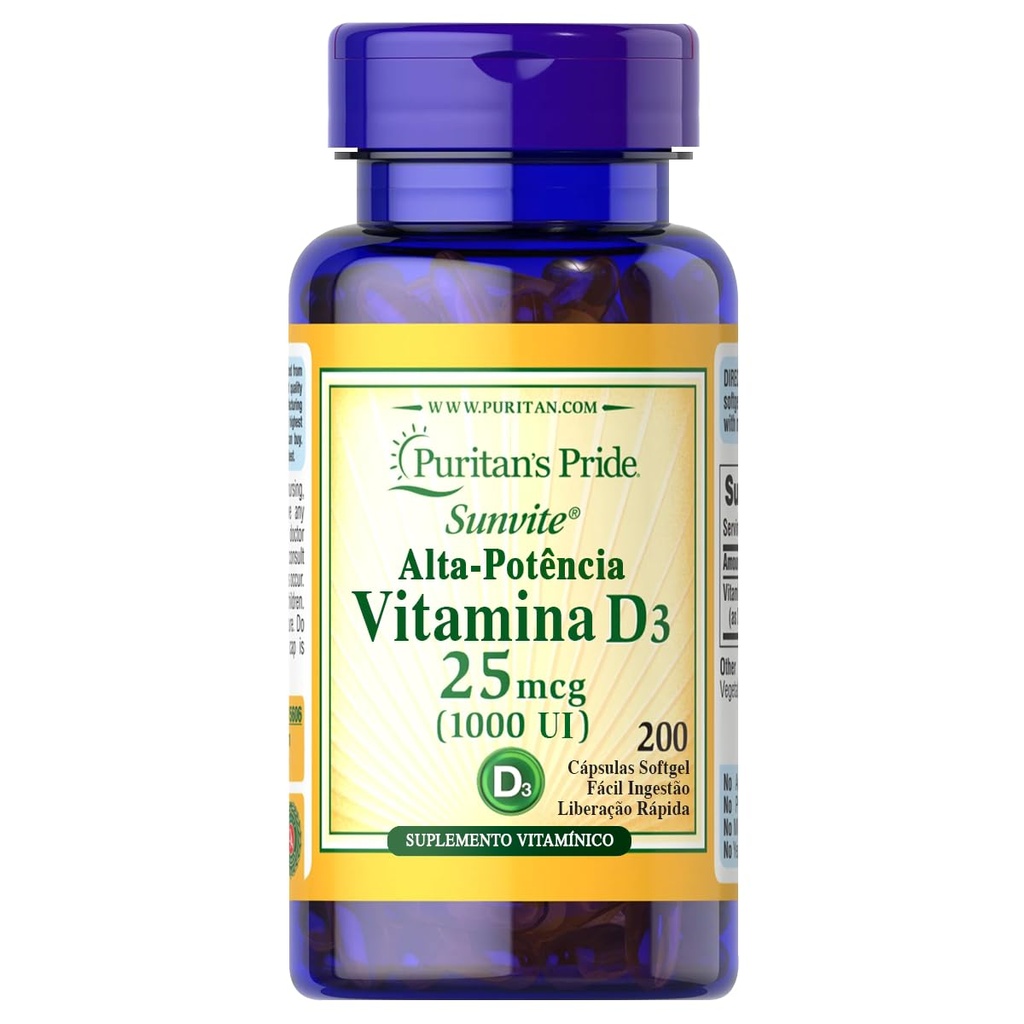 Puritan'ın Gurur Yüksek Lisans Vitamini D3 1000 IU, 200 Softgels