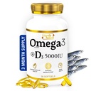 SIFY N Vitamin D3 5000 IU ile Omega 3 Fish Oil Supplement - Beyin Sağlığı için 1000 mg Triglyceride Capsules - Omega 3 EPA DHA + VIT D 3-90CT