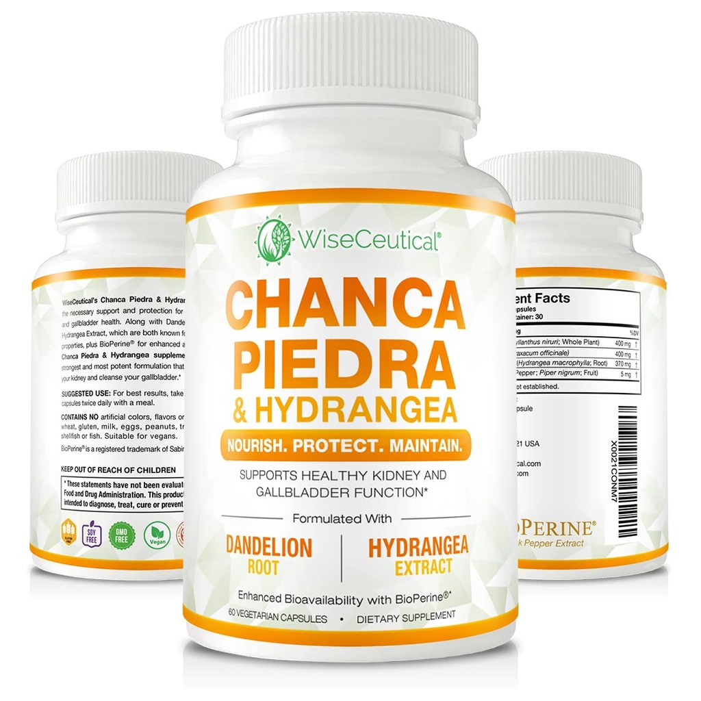 Max Strength Chanca Piedra, Hydrangea & Dandelion Root - Natural Kidney & Gallbladder Formula - Stone Breaker, Flush Impurities, Cleanse Urinary Tract - BioPerine ile gelişmiş. 60 Veggie Capsules.