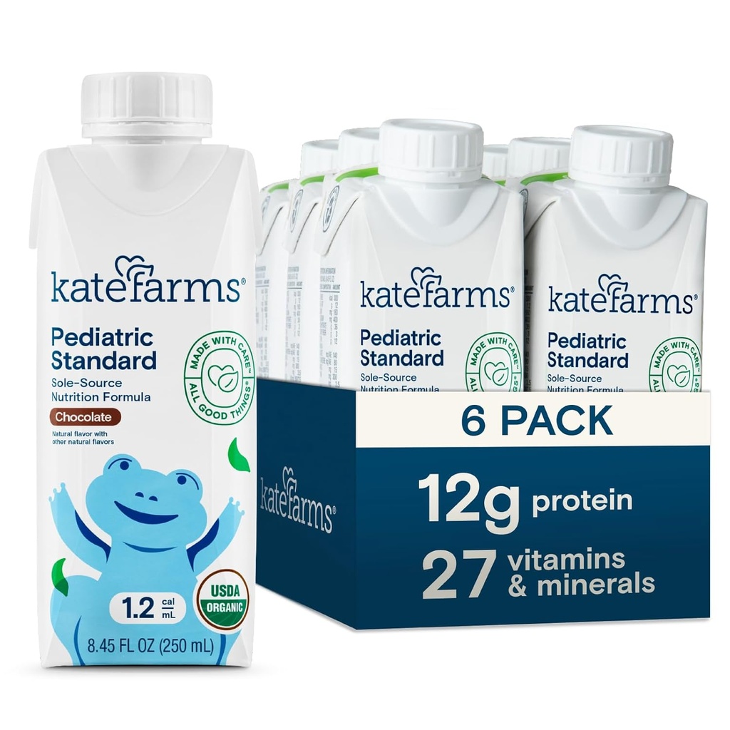 KATE FARMS Organik Pediatrik 1.2 Yüksek Calorie Chocolate Beslenme Shake, 12g Protein, 27 Vitamin ve Mineral, Meal Emekliliği, 8.45 oz (6 paket)