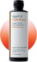ALGAECAL Triple Power 1200 mg & DHA Omega 3 Fish Oil Supplement, Supporting Brain, Heart, Skin & Bones, Liquid Emulsion Mango Taste, Burp-Les, Sugar-Free, Made in USA