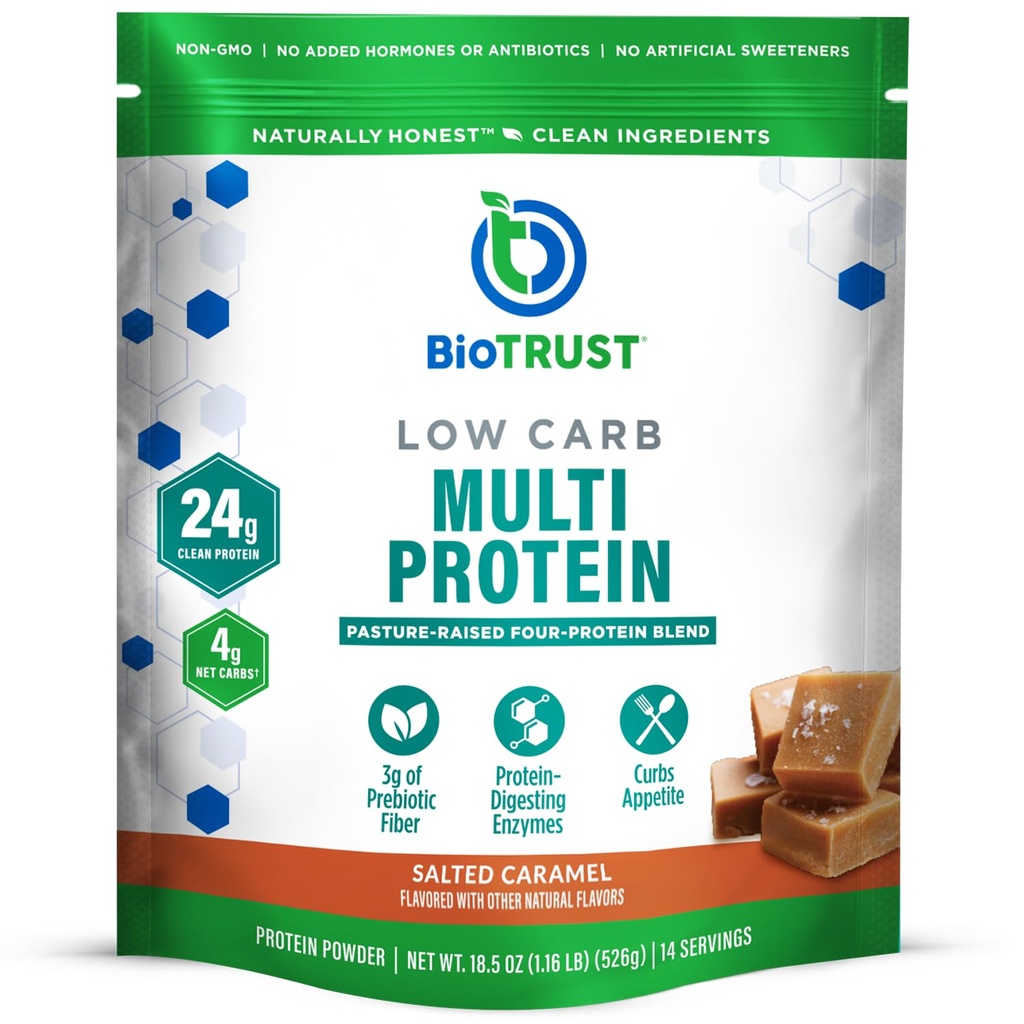 BioTrust Low Carb Protein Tozu - Dikt edilen Whey Protein Toz ve Vakain Ölmüş Cattle, Plus Digestive Enzymes - Salted Caramel, 14 Hizmetler