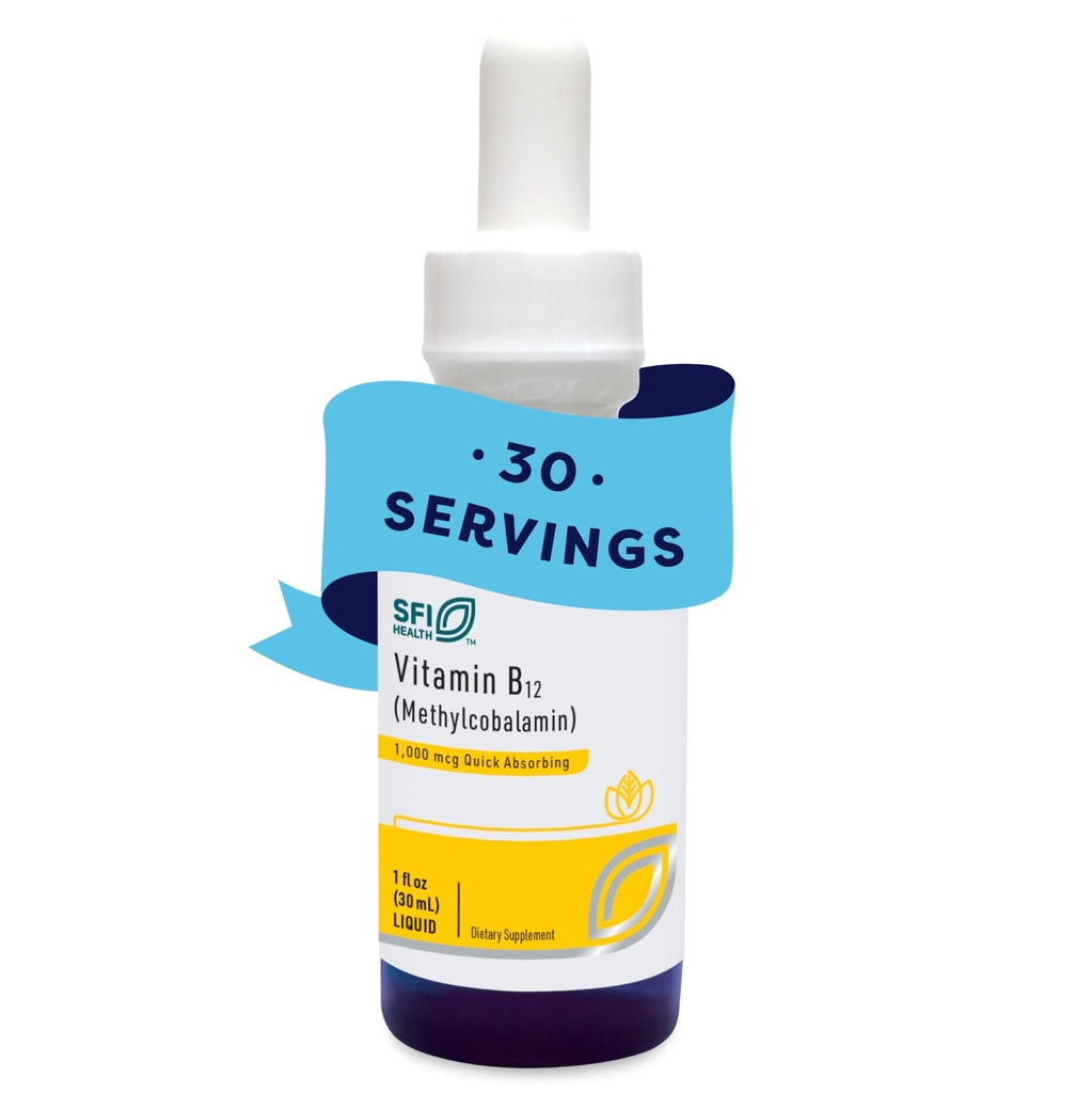 Klaire Laboratuvarları SFI Sağlık Vitamini B12 Öfke 1 mg - Metrik B12 Drops, 1000mcg Active Mecobalamin - Verimli Aborpsiyon için Sıvı Teslimat - Hipoallergenic (30 ml / 1 f oz)