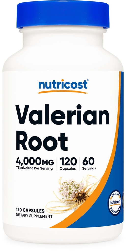 Nutricost Valerian Root Capsules (1000 mg Per Service) 120 Capsules - 4,000 mg Equivalent Per (4:1 Ekstraksiyon), Vejetaryen Caps, Gluten Free, Non-GMOMO