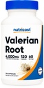Nutricost Valerian Root Capsules (1000 mg Per Service) 120 Capsules - 4,000 mg Equivalent Per (4:1 Ekstraksiyon), Vejetaryen Caps, Gluten Free, Non-GMOMO