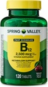 Spring Valley, B12 2500 MCG, B12 Hızlı-Dissolve Cherry Flavor Tabletleri Diyetsel Tamam, B12, 120 Kont - New Look (Pack of 1)