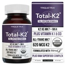 Toplam K2® | MK7 & MK4 | Plus K1 & Vitamin D3 Cofak - hizmet başına 620 mcg K2 - MenaQ7® - Full-Spectrum Vitamin K - Vegan, Organik sertifikalı (60 Capsules)