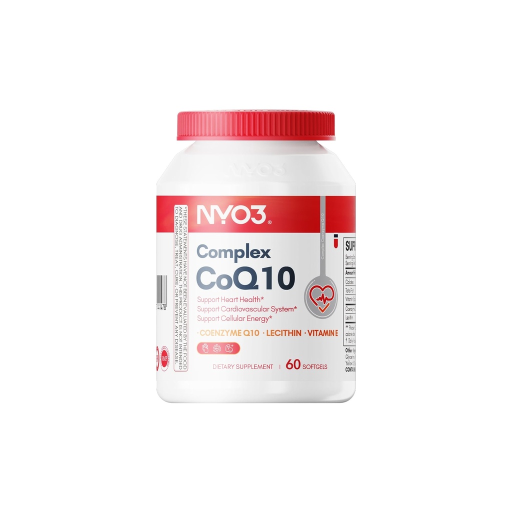 NYO3 CoQ10 200 mg Lecithin ve Vitaminler E, Ultra Yüksek Aborpsiyon, Kalp Sağlığı ve Enerji Üretimi için Antioksit, Yüksek Coenzyme Q10 Content, Gluten Free, Non-GMO, 60 Days Supply