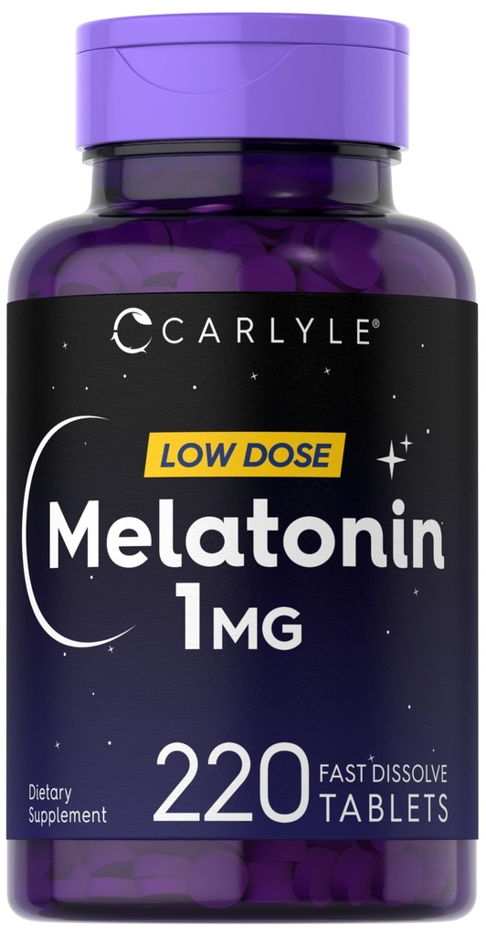 Carlyle Melatonin 1 mg | 220 Hızlı Dissolve Tabletler | Low Dose | Vegetarian, Non-GMO, Gluten Free
