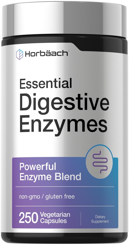 Horbäach Essential Digestive Enzymes | 250 Capsules | Erkekler ve Kadınlar için Güçlü Enzyme Ölme | Non-GMO & Gluten Ücretsiz Supplement Supplement Supplement Supplement