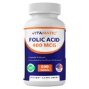 Vitamatic Folic Acid 400 mcg - 500 Vejetaryen Tabletler - Vitamin B9