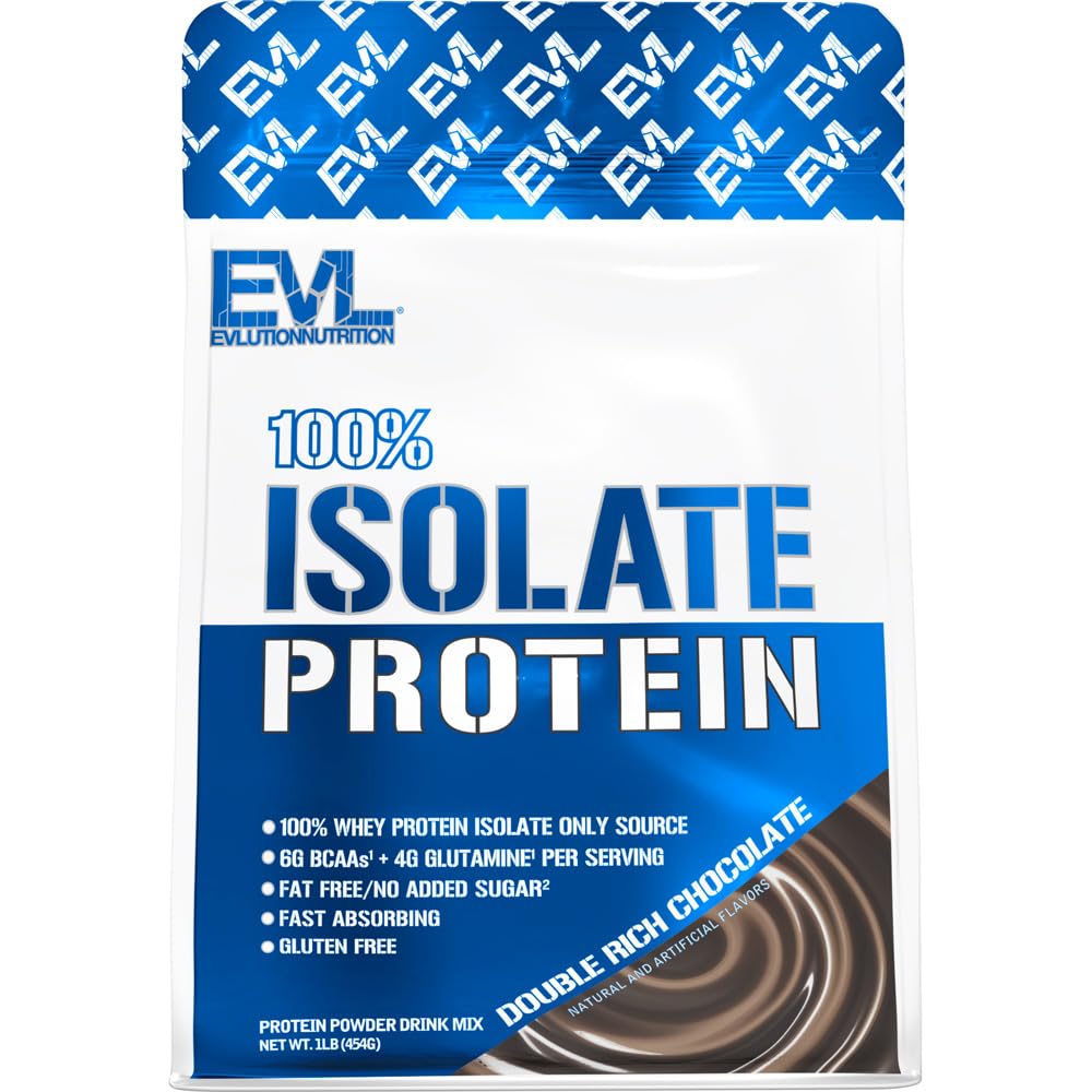 Evlution Beslenme 100% Isolate, Whey Isolate protein Toz, 25 G of Fast Absorbing protein, No Sugar eklendi, Low-Carb, Gluten-Free (Çift Zengin Çikolata, 1 LB)