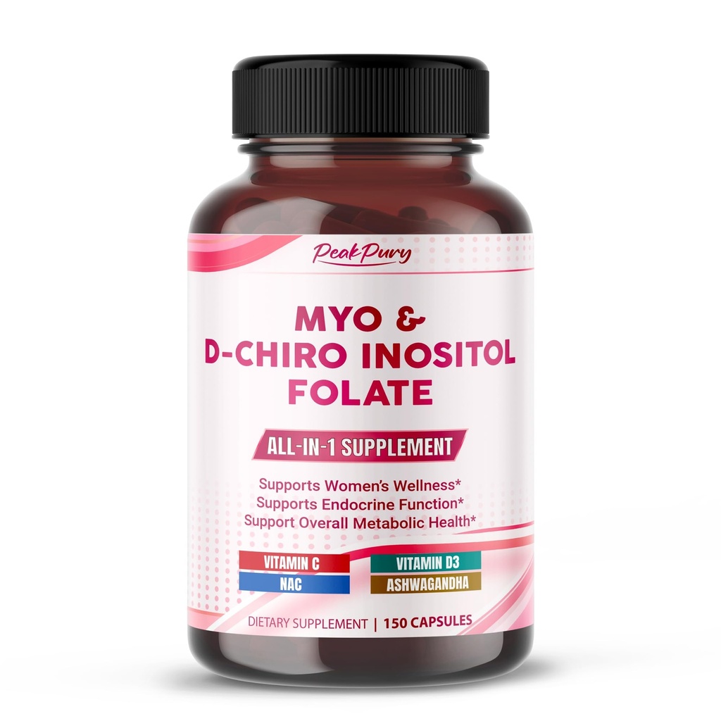 Ultra Myo & D-Chiro Inositol with Folate, C & D3 - All-in-1 Supplement for Health Cycles, Hormonal Balance & Metabolic Support - Made in the USA- 150 Capsules