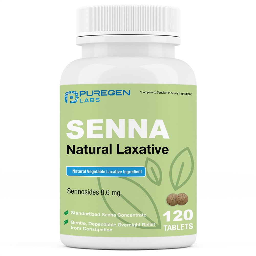 Safgen Laboratuvarları Senna 8.6 mg Tabletleri (120 Kont) – Doğal Sennosides Sebze Laxative for Constipation, Bloating, Gas, Irregularity Relief Relief Relief