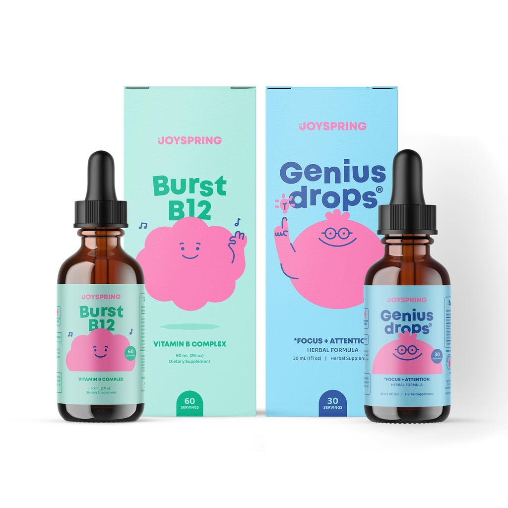 JoySpring Liquid B Kompleksi ve Genius Focus Drops for Kids