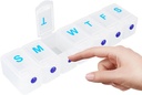 Ekstra Büyük Haftalık Pill Organizer 1 Zaman Bir Gün, Seyahat Pill Box 7 Gün, Canton Pill Case with Push Düğme, Daily Pilltoxic for Drug Vitamins Fish Oil Supplements