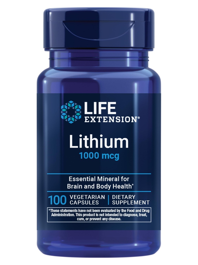 Life Extension Lityum, 1000 mcg – Lityum Orotate – Bilişsel Fonksiyonlar ve Hafızaya Yardım – Low-Dose Formula – Non-GMO, Gluten-Free, Vegetarian – 100 Capsules