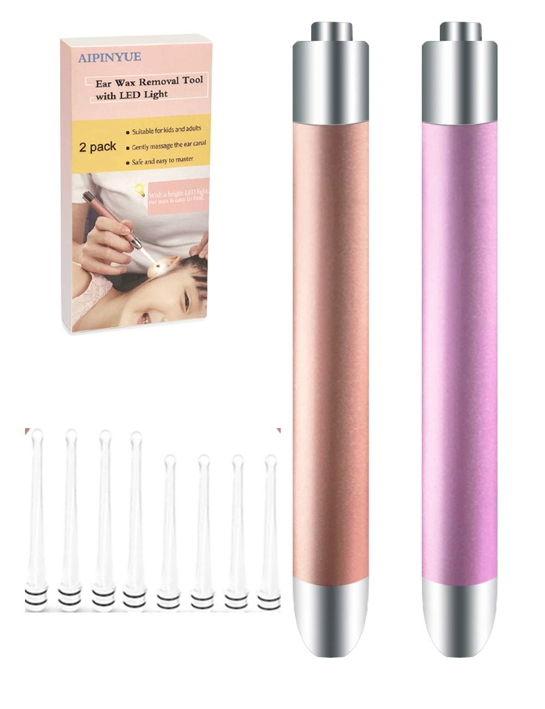 Ear Pick,Ear Wax Removal Tool,LED Lights Ear Temizlik Kit,Updated Version LeadNon-Slip,Soft Safety Spoon Head,Replaceable and Easy to Clean,Safe Material