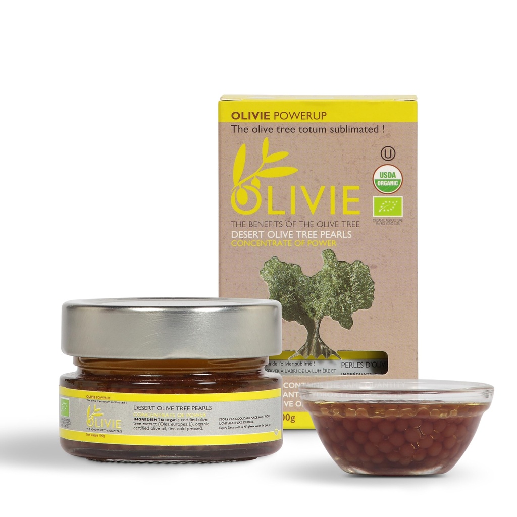 Organik Zeytin Broşürü Capsules, PowerUp Pearls Tarafından OLIVIE, Hydroxytyrosol Supplement, Antioksi Polifenols, Immune & Brain Support, 100g
