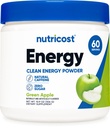 Nutricost Energy Kompleksi (Green Apple) (60 Hizmet) - Temiz Enerji Toz, 300g Diyetsel Tamam