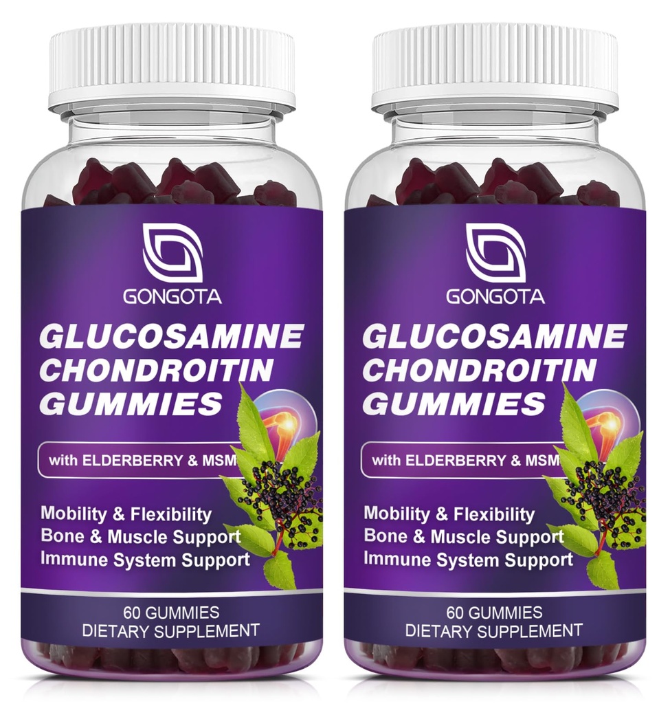 Glucosamine Chondroitin Gummies - 2 Pack, Ekstra Kuvvet 1500 mg Glucosamine ile MSM & Elderberry, Flexability Support, Best Cartilage & Immune Support Supplement for Men and Women - 120 count