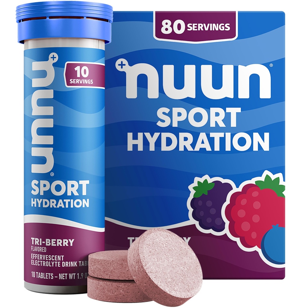 Nuun Sport Electrolyte Tabletleri, Magnezyum, Pyum, Chloride & sodyum, Gluten Free & Vegan, Tri-Berry, 8 Pack (80 Hizmet Toplamı)