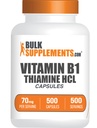 BulkSupplements.com Thiamine HCl Capsules - Thiamine,, Vitamin B1 Supplements - Gluten Free, 1 Capsule per Service, 500 Count (1.5 of 1)