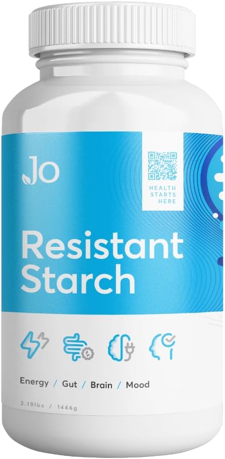 Jo’s Resistant Starch Powder - Premium Maize-Derived Superfood, Banana-Free, Lectin-Free - Fiber Supplement to Support Energy, Gut Health, Mood, and Butyrate Production (3LB Supply)