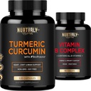 B Kompleks ve Turmeric Curcumin - Tüm Temel B Vitaminleri - B1, B2, B3, B5, B6, B7, B9, B12 ve Biotin - Ortak, Hearth Health
